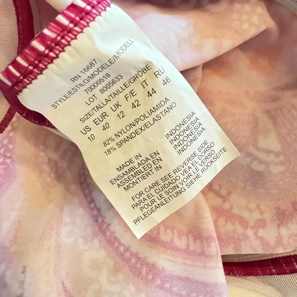 Swim Solutions Underwire V Neck Paisley Tankini Swim Top Pink Size 10 NWT - Picture 8 of 11